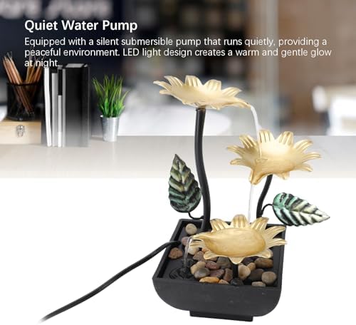 Enforose Tabletop Water Fountain with LED Light and USB Power