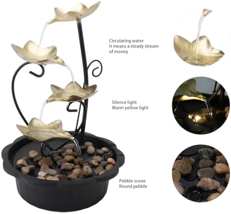 Enlybee Water Tabletop Fountain with LED Light Quiet USB Desk Fountain for Home and Office Decor