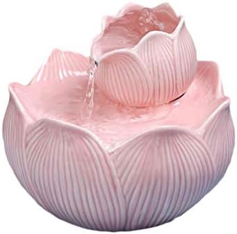 Pink Tabletop Fountain with Fish Tank and Zen Decor