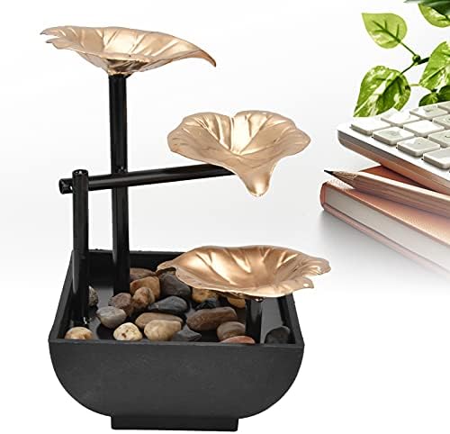 Modern Tabletop Fountain with LED Lights for Home Office Decor