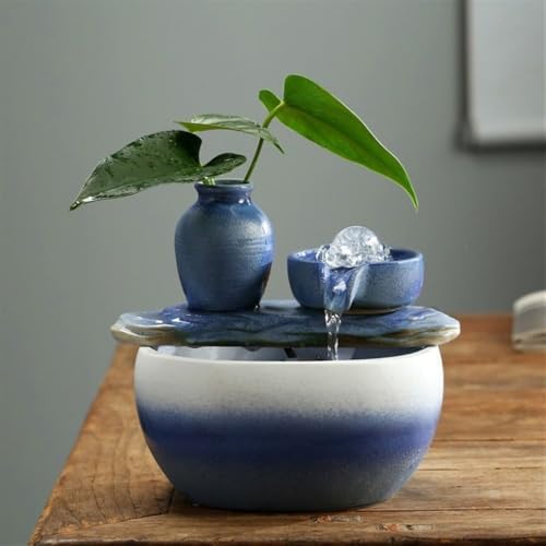 Blue Tabletop Fountain for Home and Office Use