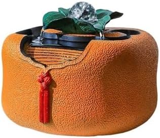 Orange Tabletop Fountain Running Water Decor