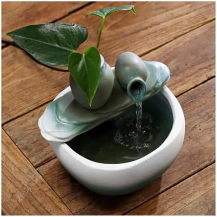 Ceramic Tabletop Fountain Indoor Decor with Water Flow and Feng Shui Benefits