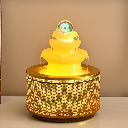 Elegant Desktop Metal Fountain with Crystal Ball