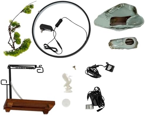 WUSILILU Tabletop Water Fountain with LED Light Ring