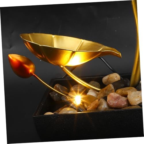 Levemolo Tabletop Fountain Indoor Lotus Waterfall Decor for Office Home and Party