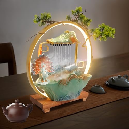 15In Tabletop Water Fountain with LED Light and Mist