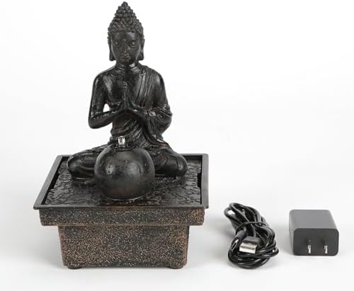 Seyee-bro Tabletop Water Fountain Buddha Statue Humidifier Decor