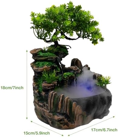 DIITGGE Tabletop Fountain with LED Lights and Humidifier