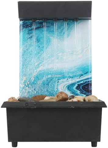 Desk Water Fountain with Pebble Decor USBBattery Operated Mini Waterfall for Home Office