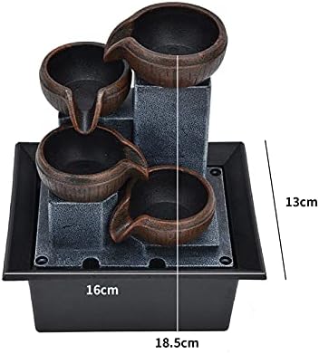 Tabletop Water Fountain with LED Yellow Light for Office and Home Decor