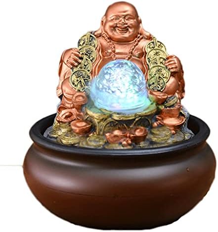 WLALLSS Indoor Tabletop Reclining Buddha Fountain with LED Light