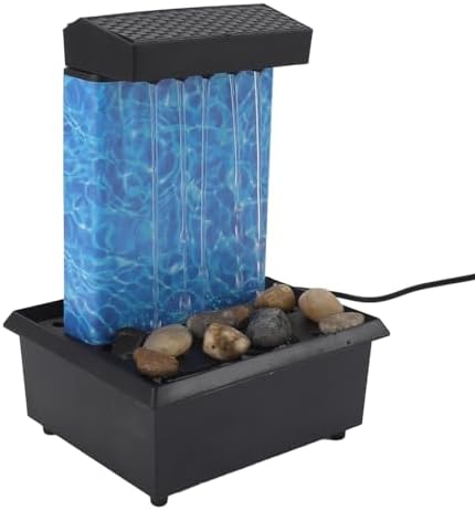 LED Lights Illuminated Waterfall Tabletop Fountain for Home Office Decor
