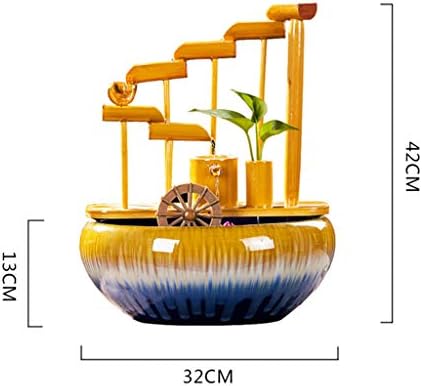 Stacked Bamboo Indoor Fountain with Ceramic Base