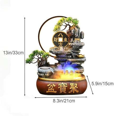 Soothing Waterfall Indoor Fountain with Prosperity Symbol