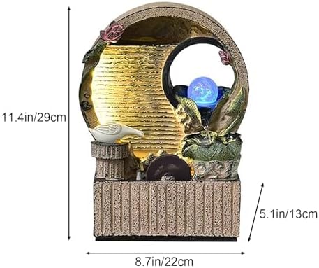 Tabletop Water Fountain with Lights for Home Office Decor