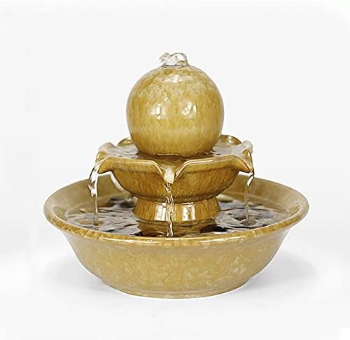 Yellow Tabletop Fountain Indoor Water Feature for Home and Office