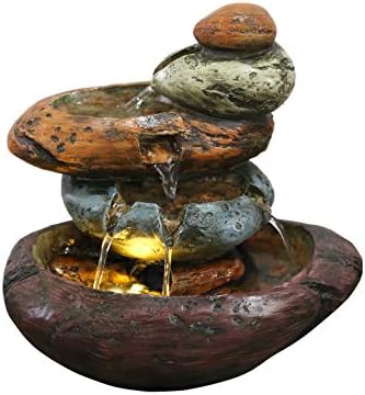 Multicolour Stone Tabletop Fountain with LED Lights