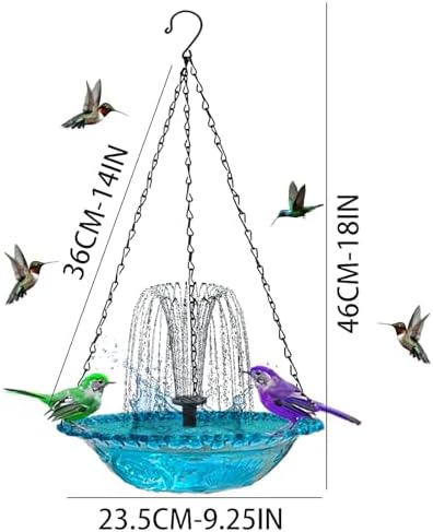 Solar-Powered Hummingbird Bath Fountain Feeder Blue