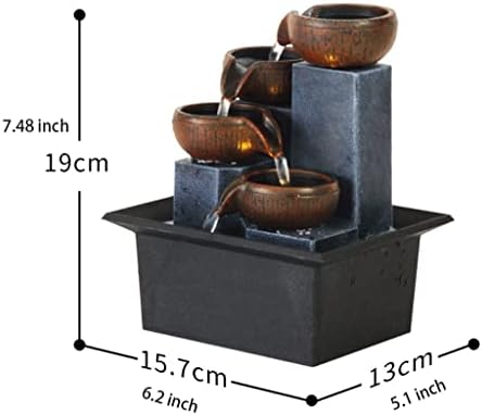 4 Level Tabletop Fountain with LED Lights and Stones