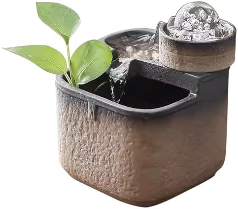 Yellow Ceramic Tabletop Water Fountain Minimalist Home Decor