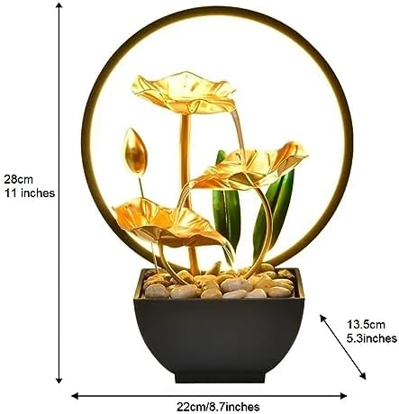 TiCin USB Powered 3-Tier Tabletop Fountain with LED Lights and Natural Rocks