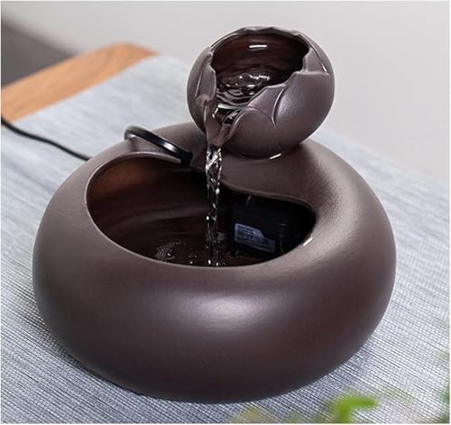 Pink Ceramic Tabletop Fountain with Water Pump for Home and Office