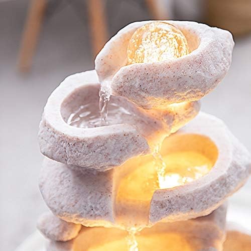 OMIDM 15-Inch Tall Tabletop Fountain with Stacked Rocks and Crystal Ball