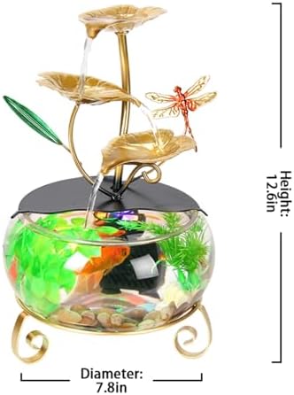 Elegant Indoor Tabletop Water Fountain with Lotus and Dragonfly Design