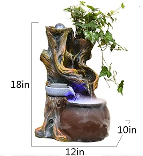 GAJUST Indoor Tabletop Fountain with LED Light for Office and Home Decor