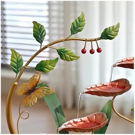 Tabletop Fountain with Feng Shui Water Wheel - Red
