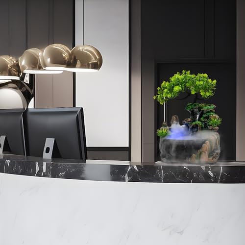 Indoor Rockery Fountain with LED Light and Atomizer