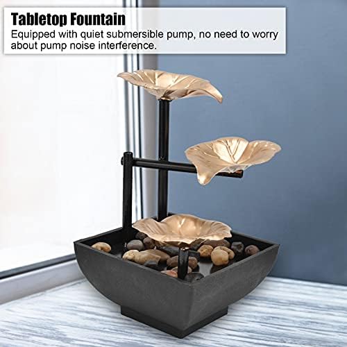 Modern Tabletop Fountain with LED Lights for Home Office Decor