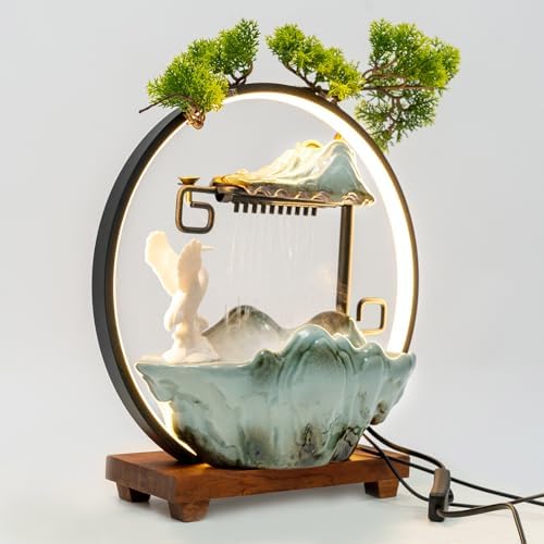 LUNUMAOS Tabletop Indoor Fountain with LED Light and Reflux Incense