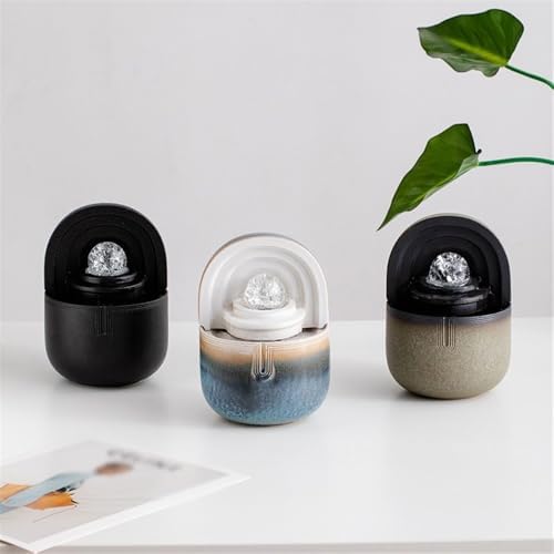 Blue Ceramic Tabletop Fountain with Spinning Ball