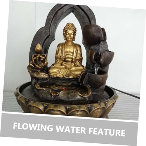 Ciieeo Resin Buddha Statue Waterfall Fountain for Home Office Decor
