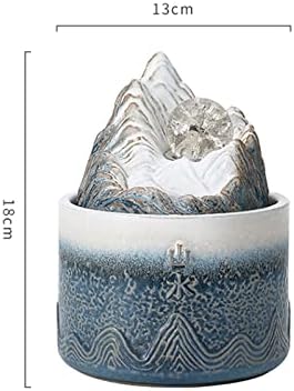 Blue Ceramic Tabletop Fountain with Rolling Ball Meditation