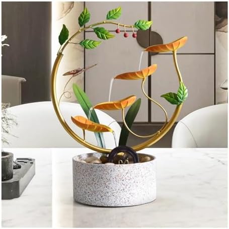 Tabletop Fountain with Feng Shui Water Wheel - Red