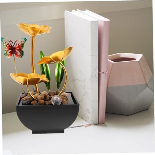 Tabletop Fountain with Lotus Flower Design Solar-Powered Water Feature
