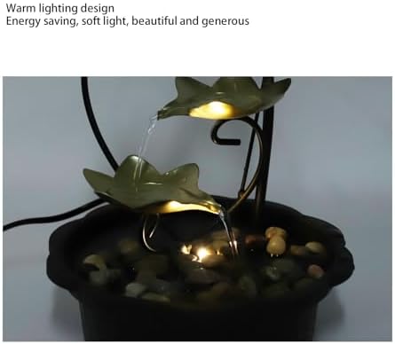 Enlybee Water Tabletop Fountain with LED Light Quiet USB Desk Fountain for Home and Office Decor