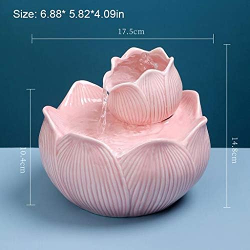 Pink Tabletop Fountain with Fish Tank and Zen Decor