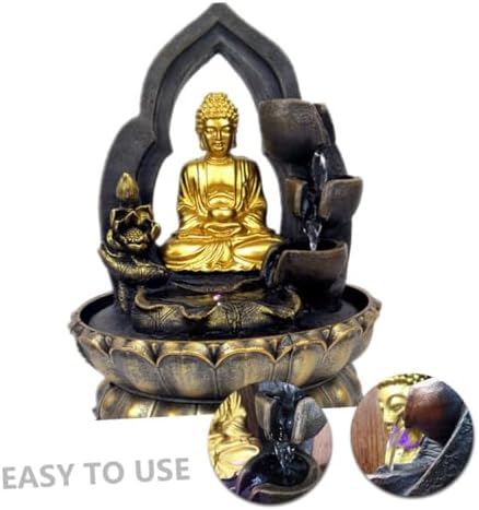 Ciieeo Resin Buddha Statue Waterfall Fountain for Home Office Decor