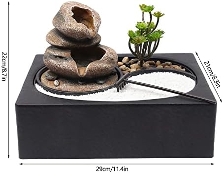 Elegant 11in Tabletop Water Fountain with LED Light and Pump
