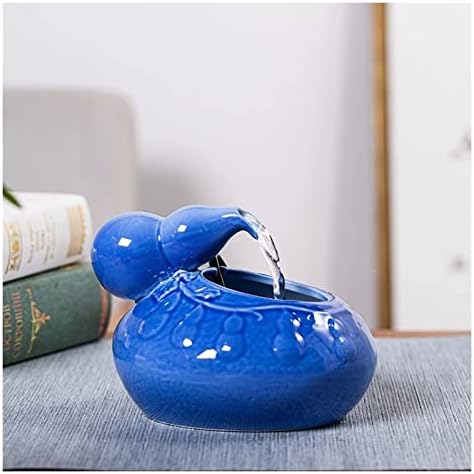 Mini Ceramic Table Fountain with Zen Style Blue Design