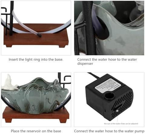 Small Fountain for Table Top - Indoor Waterfall and Fog Led for Good Fortune