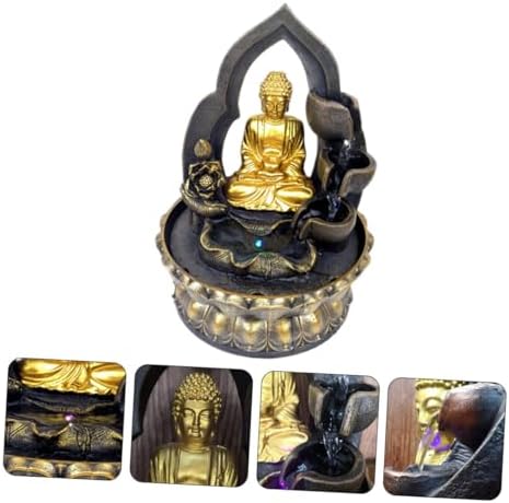 Ciieeo Resin Buddha Statue Waterfall Fountain for Home Office Decor