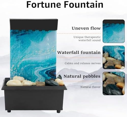 Light Blue Tabletop Fountain with LED Lights
