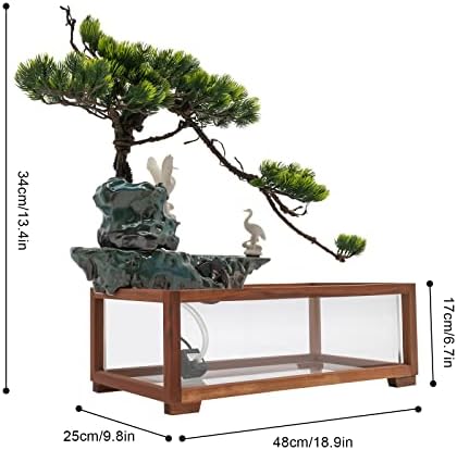 Headery Ceramic Relaxing Water Fountain with LED Light and Fish Tank