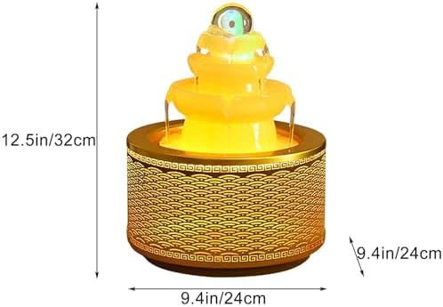 Elegant Desktop Metal Fountain with Crystal Ball