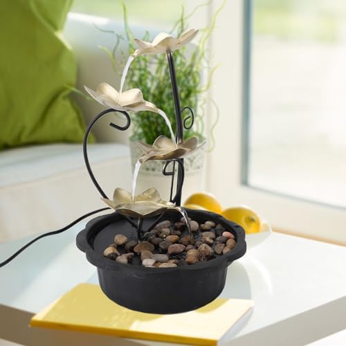Enlybee Water Tabletop Fountain with LED Light Quiet USB Desk Fountain for Home and Office Decor
